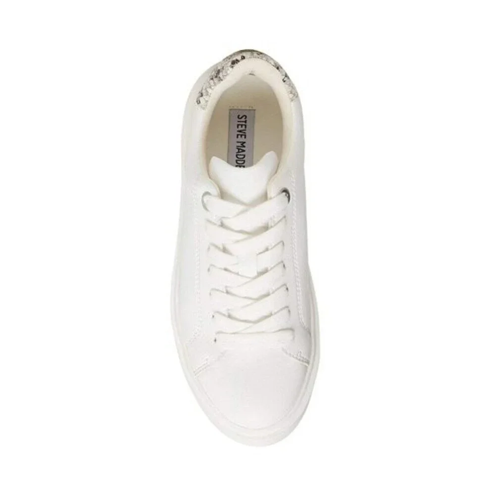 Steve Madden Catcher Sneakers Women's 9.5 White Leather Lifestyle Shoes JOBB675